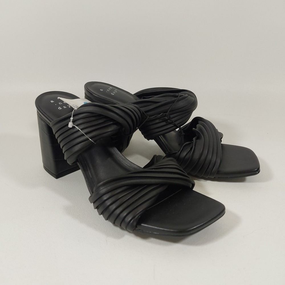 NEW A New Day Women Mule Heels Slide Open Toe Sandals Black Size 7.5 Jessa